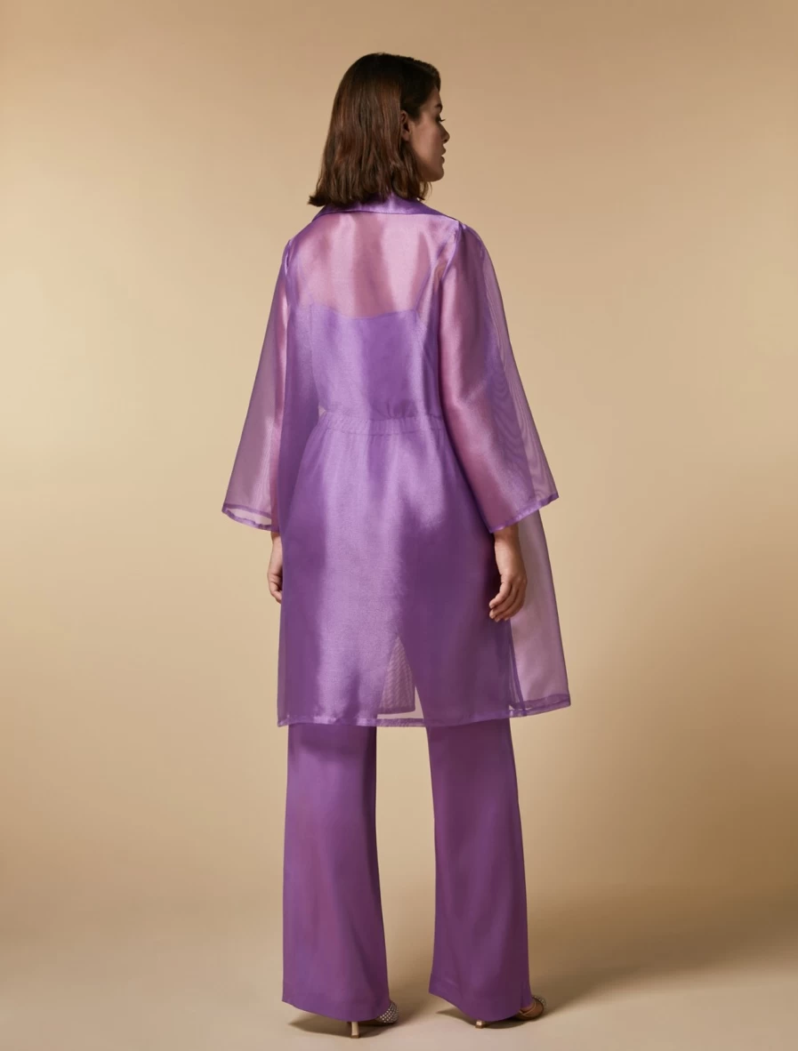 Marina Rinaldi Women's Wisteria Lurex Organza Duster Coat | Elegant Shimmering Overcoat