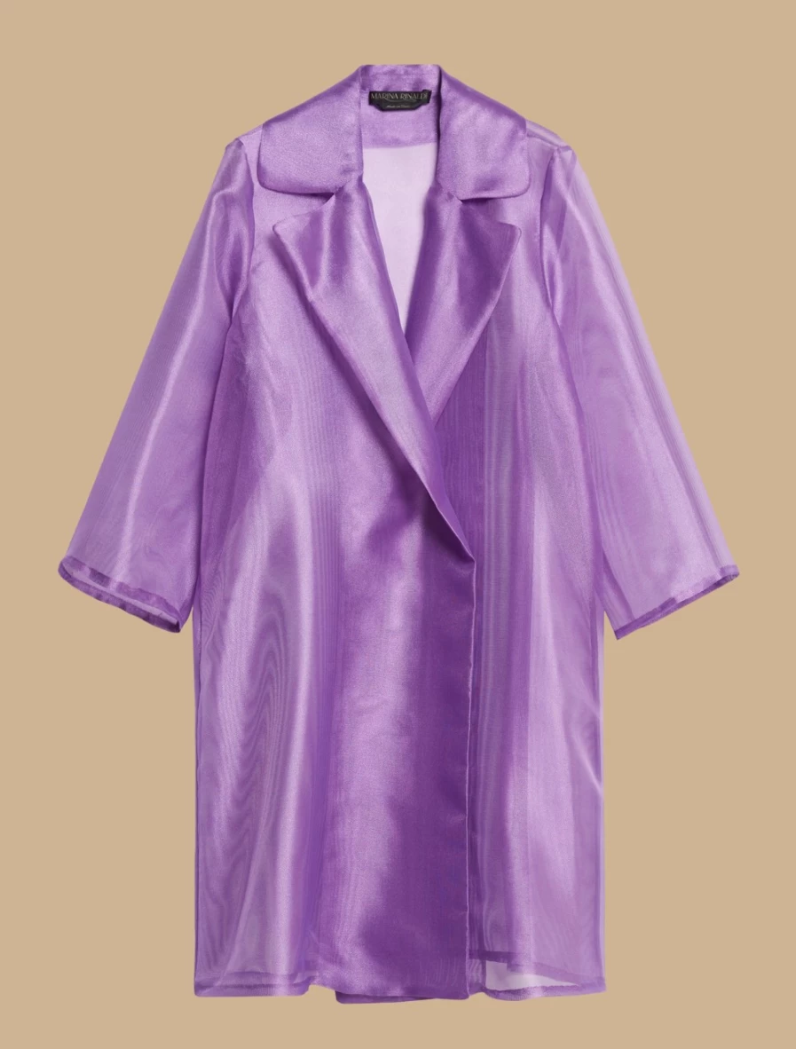 Marina Rinaldi Women's Wisteria Lurex Organza Duster Coat | Elegant Shimmering Overcoat