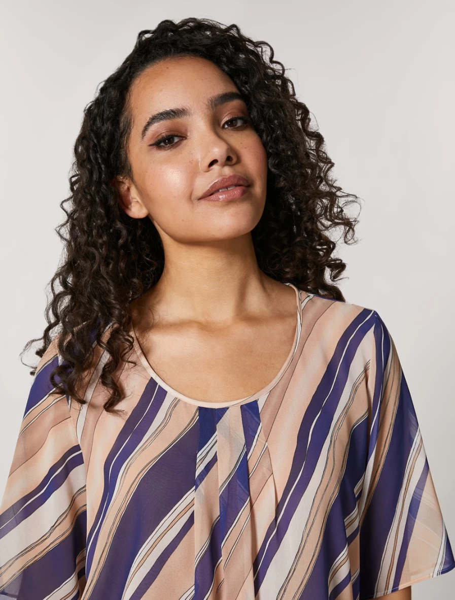 "Marina Rinaldi Women's Beige Printed Georgette Top"