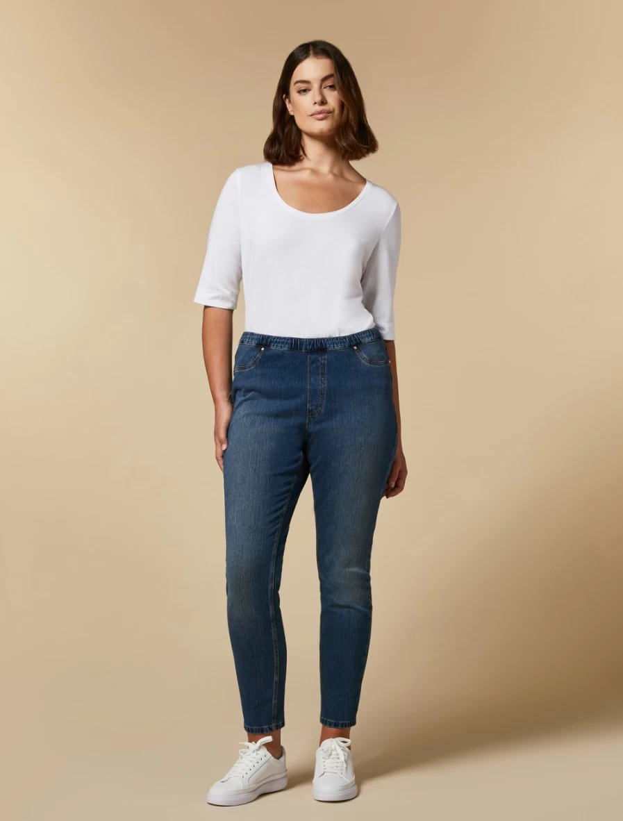 "Marina Rinaldi Women's Ski Blue Denim Jersey Leggings"