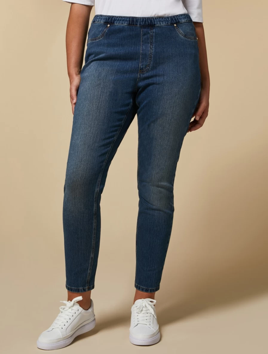 "Marina Rinaldi Women's Ski Blue Denim Jersey Leggings"