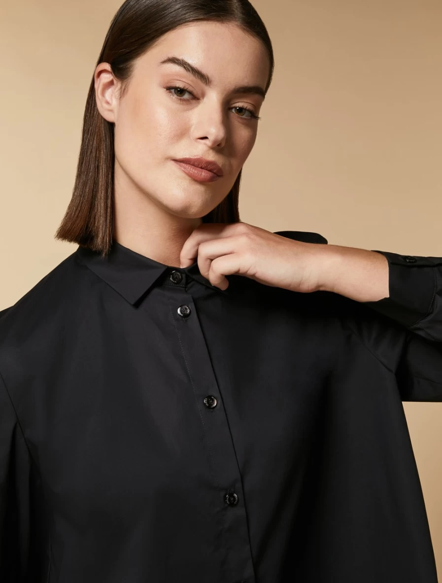Marina Rinaldi Women's Black Long Cotton Poplin Shirt
