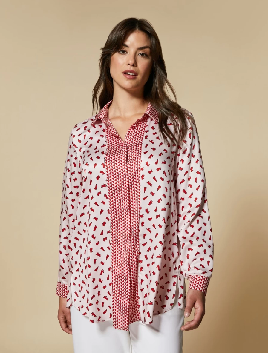 "Marina Rinaldi Women's Lilac Printed Satin Shirt"