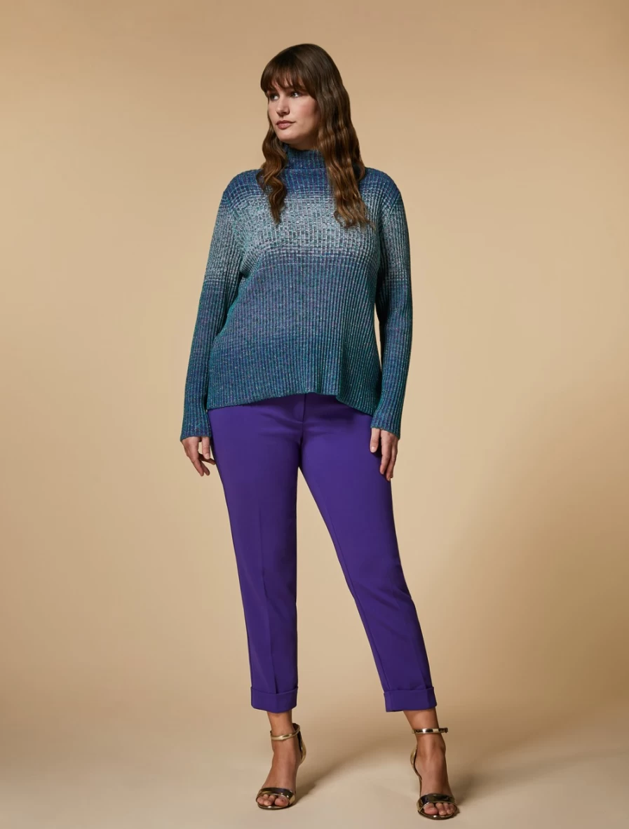 Marina Rinaldi Women's Purple Triacetate Slim Fit Trousers
