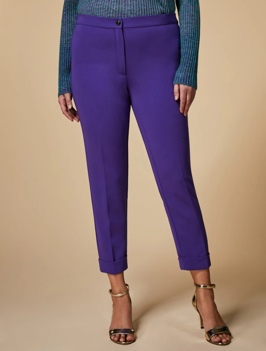 Marina Rinaldi Women's Purple Triacetate Slim Fit Trousers