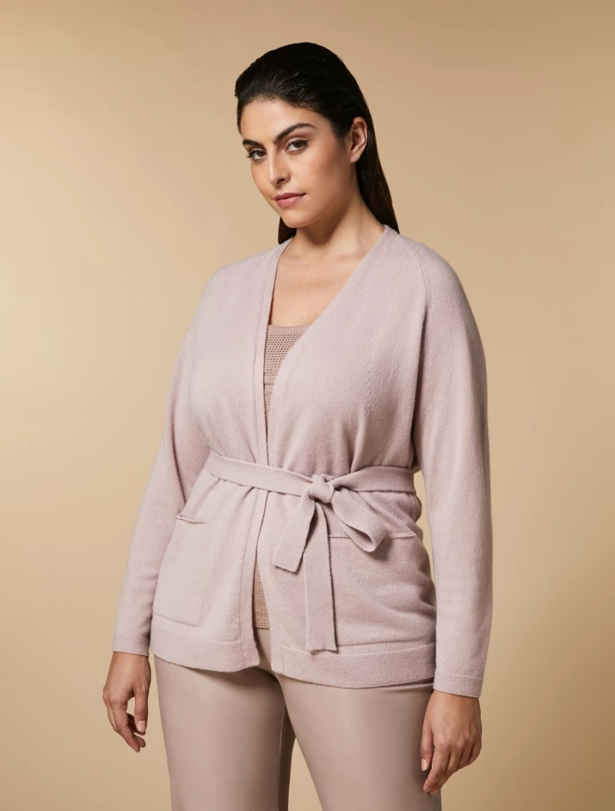 "Marina Rinaldi Women's Pink Cashmere Cardigan Sweater"