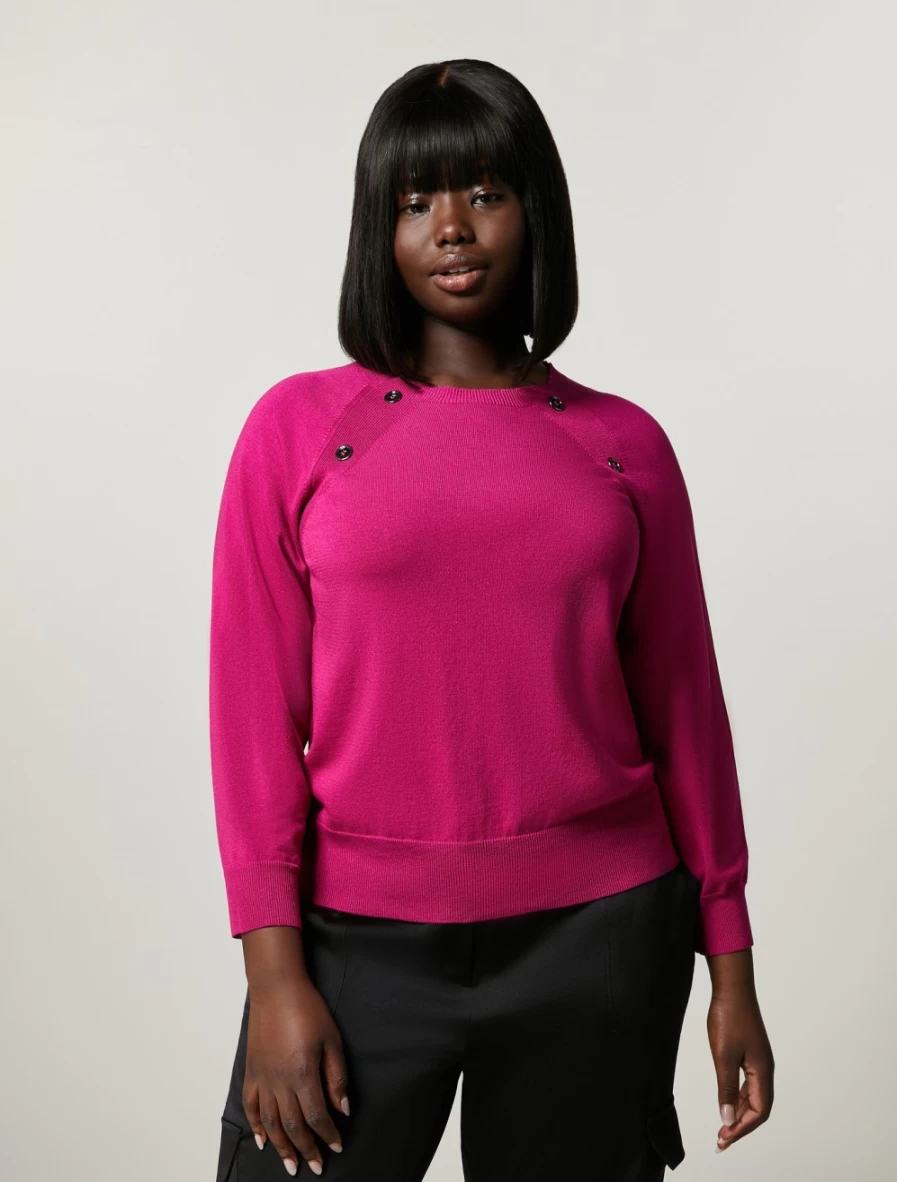 Marina Rinaldi Women's Fuchsia Stretch Viscose Sweater | Soft Comfort Knit Top
