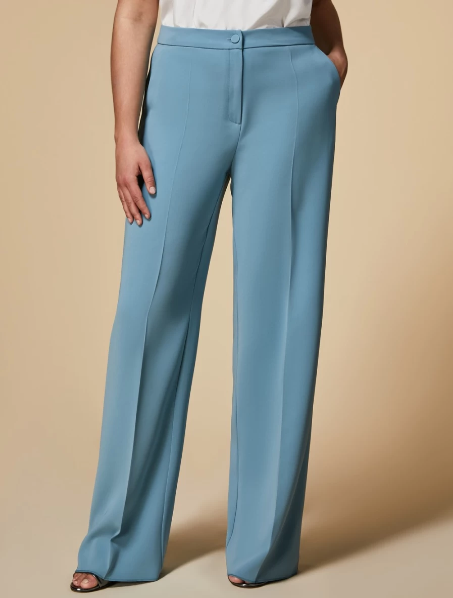 "Marina Rinaldi Women's Ski Blue Triacetate Comfort Trousers for Elegant Fit"