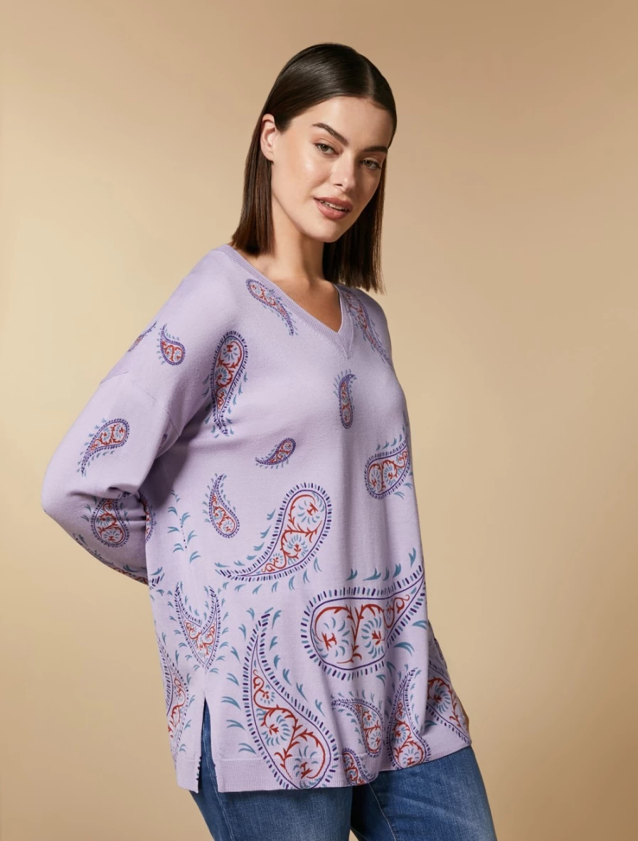"Marina Rinaldi Women's Lilac Pure Wool Sweater | Soft & Warm Knitwear"