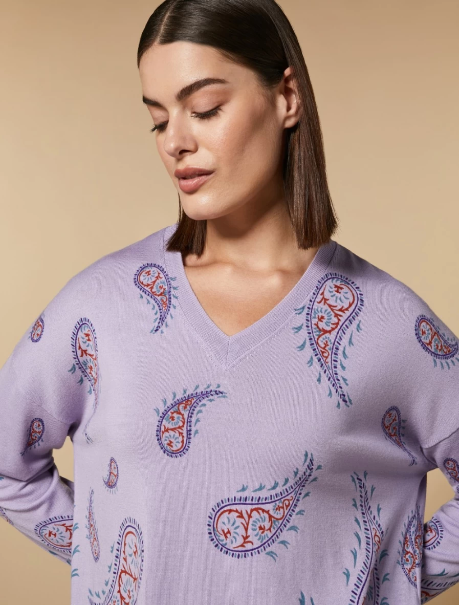 "Marina Rinaldi Women's Lilac Pure Wool Sweater | Soft & Warm Knitwear"