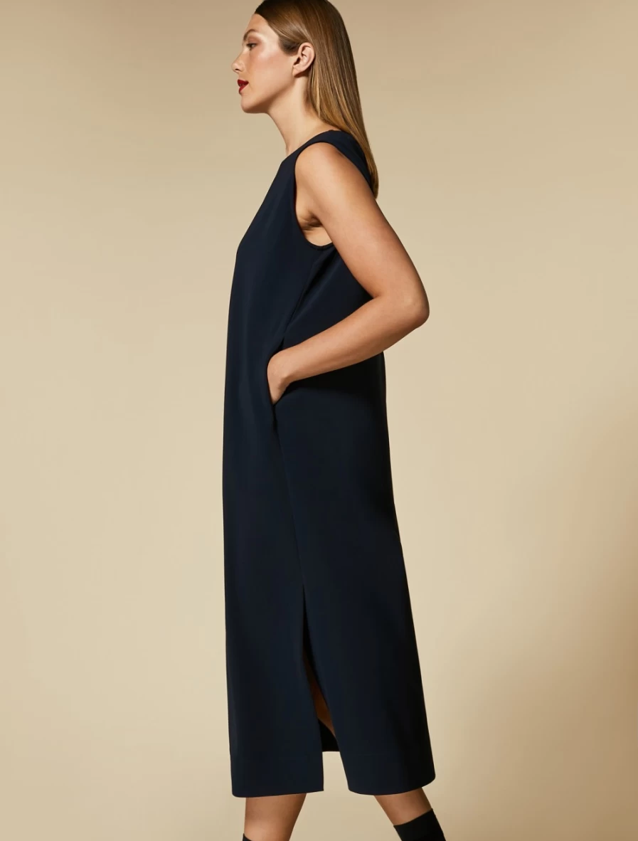 "Marina Rinaldi Women's Dark Navy Triacetate Dress – Elegant & Comfortable"