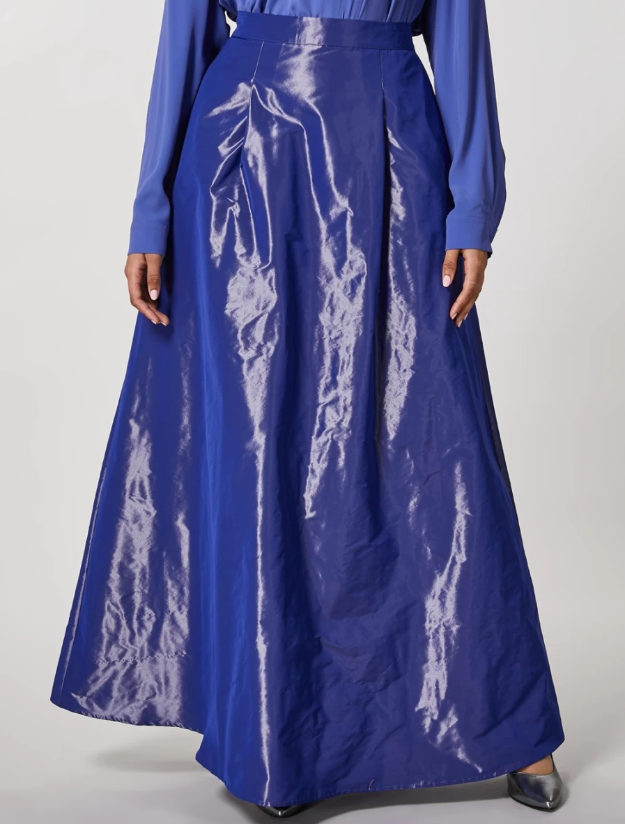Marina Rinaldi Women's China Blue Taffeta Skirt | Elegant Formal Wear