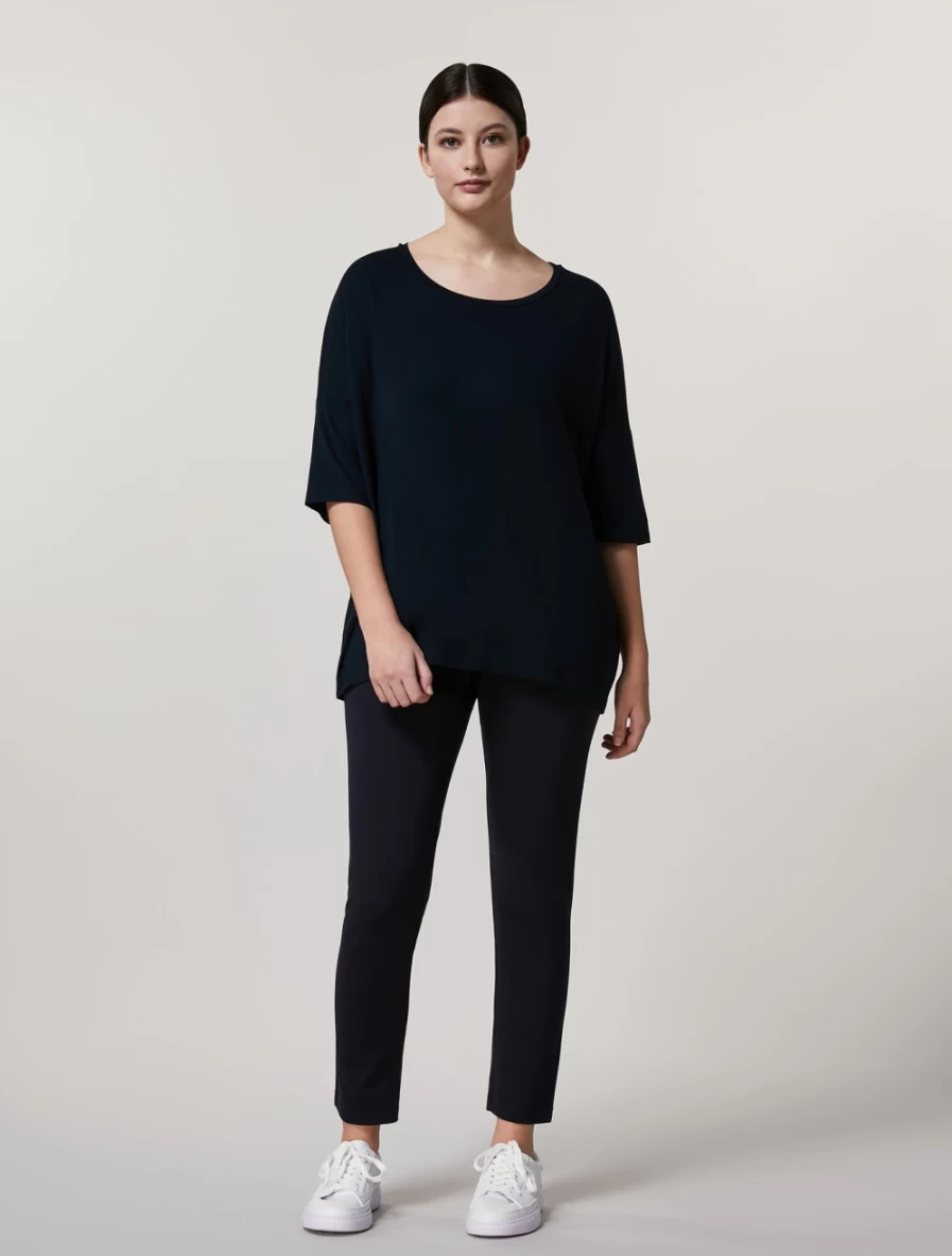 Marina Rinaldi Women's Dark Navy Jersey Leggings - Comfortable Stretchy High-Waisted Tights for Everyday Wear