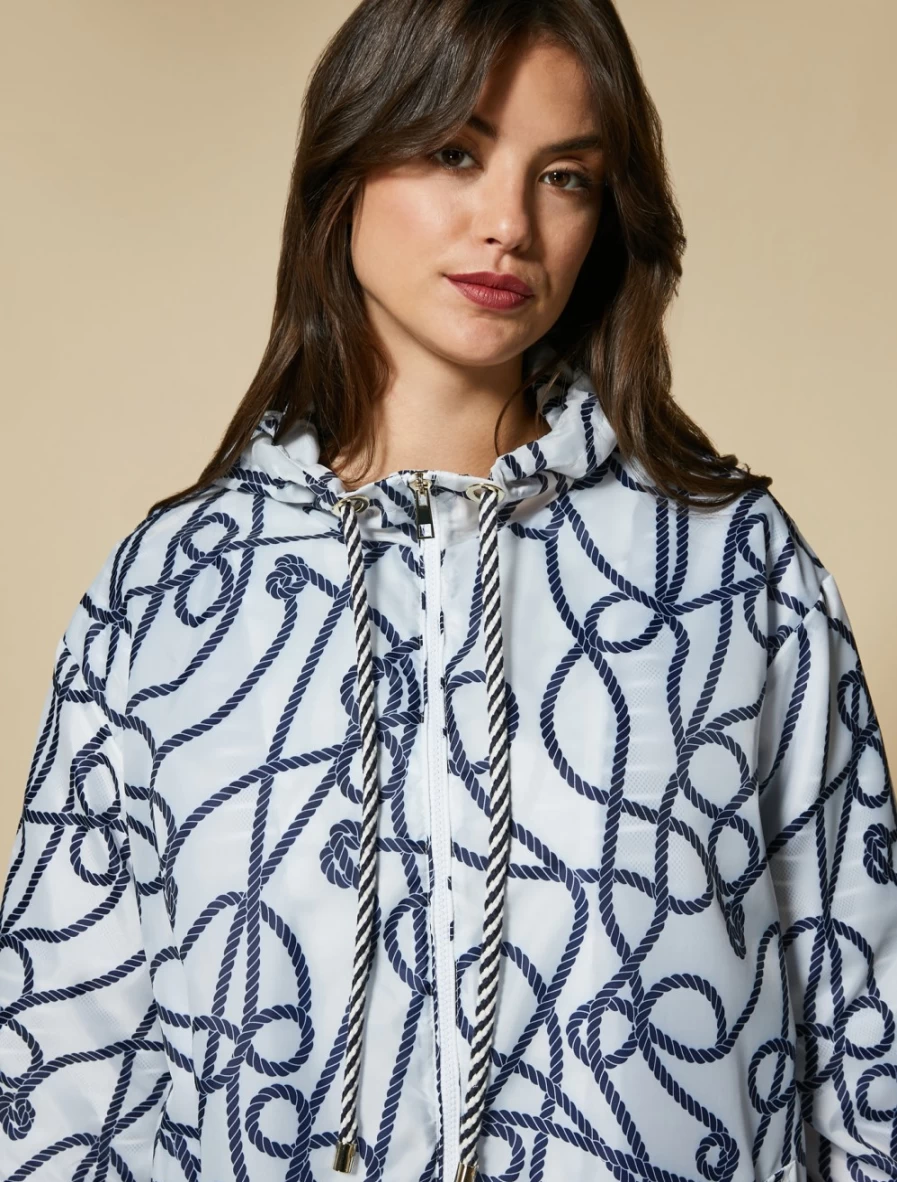 Marina Rinaldi Women's White Printed Water-Repellent Raincoat