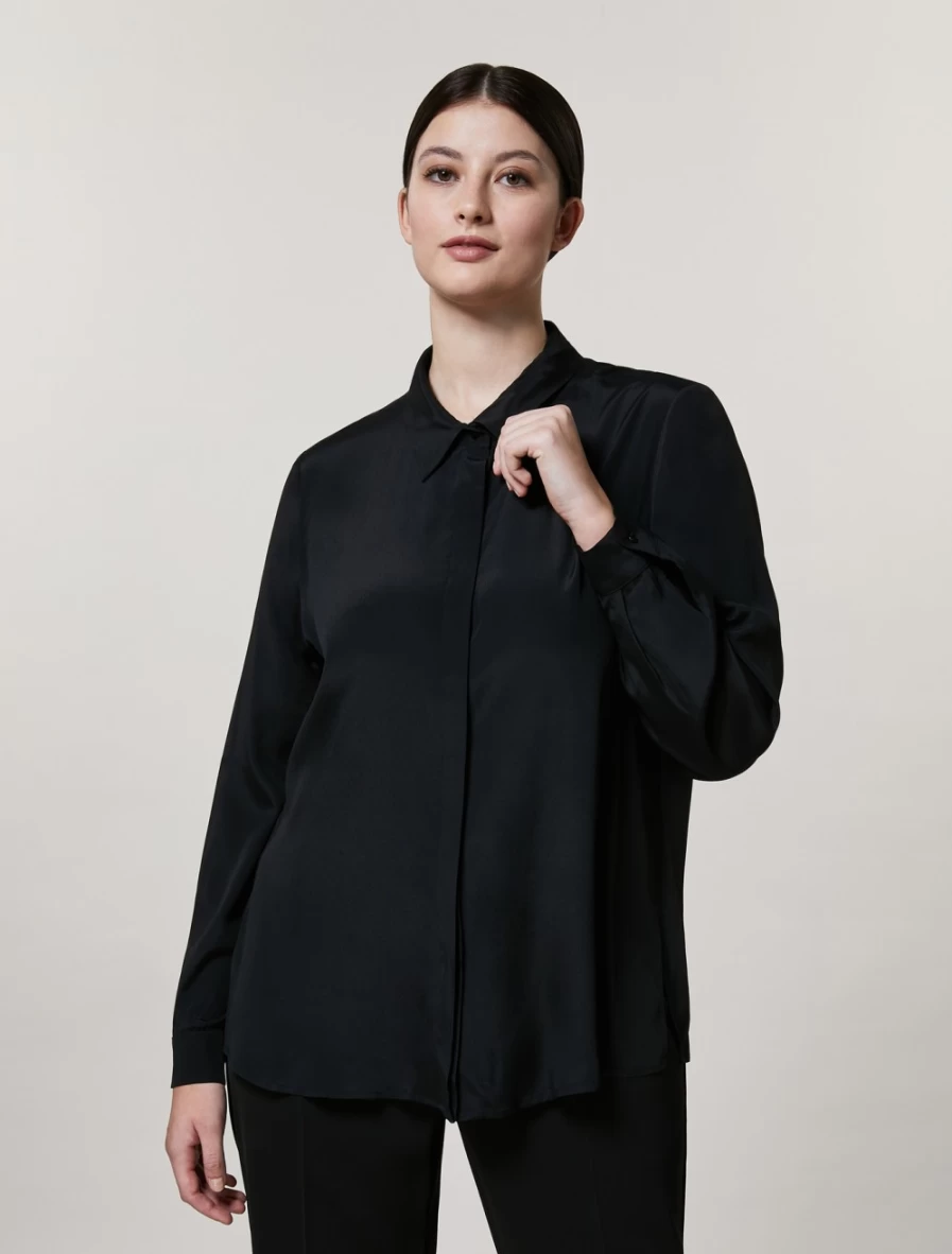Marina Rinaldi Women's Black Silk-Blend Shirt