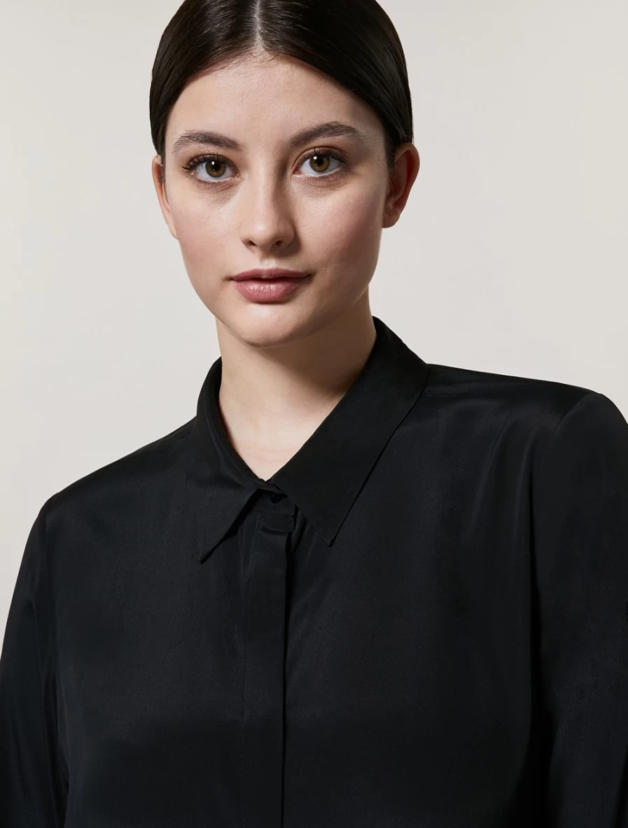Marina Rinaldi Women's Black Silk-Blend Shirt