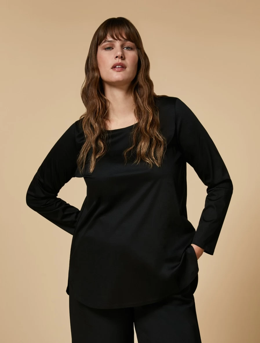 Marina Rinaldi Women's Black Jersey T-Shirt - Soft Cotton Classic Fit Tee
