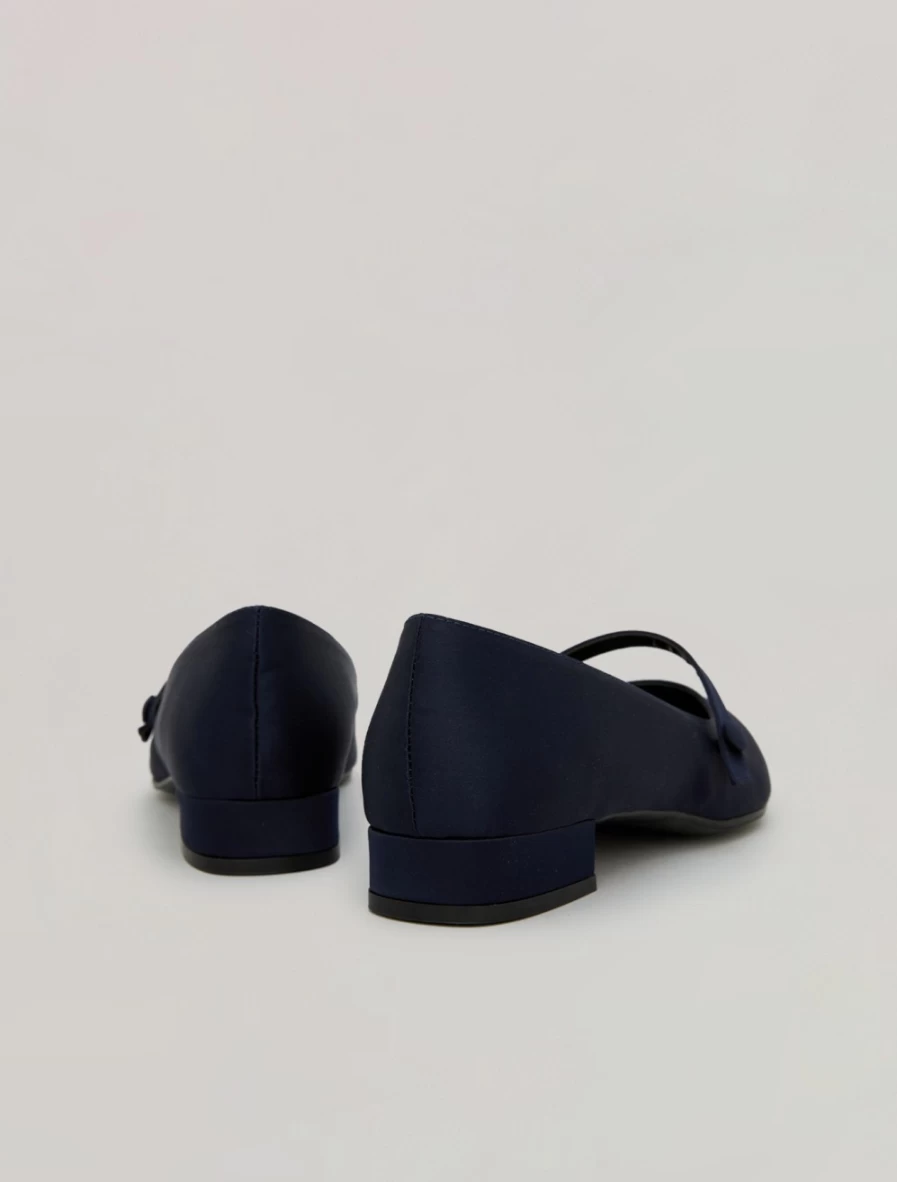 Marina Rinaldi Women's Dark Navy Satin Ballet Flats - Elegant Slip-On Shoes for Comfort and Style