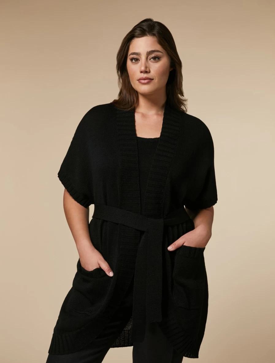 "Marina Rinaldi Women's Black Cotton Gilet – Elegant Vest for Stylish Outfits"