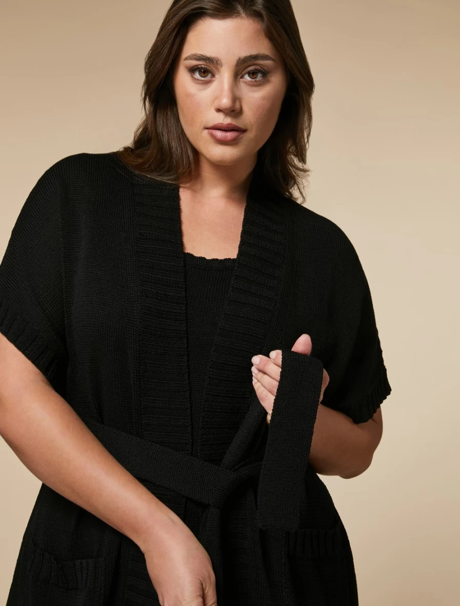 "Marina Rinaldi Women's Black Cotton Gilet – Elegant Vest for Stylish Outfits"