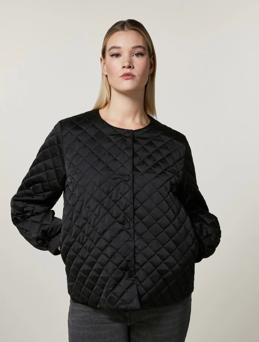 Marina Rinaldi Women's Black Satin Jacket - Water Repellent & Stylish Outerwear