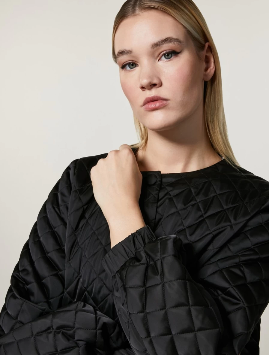 Marina Rinaldi Women's Black Satin Jacket - Water Repellent & Stylish Outerwear
