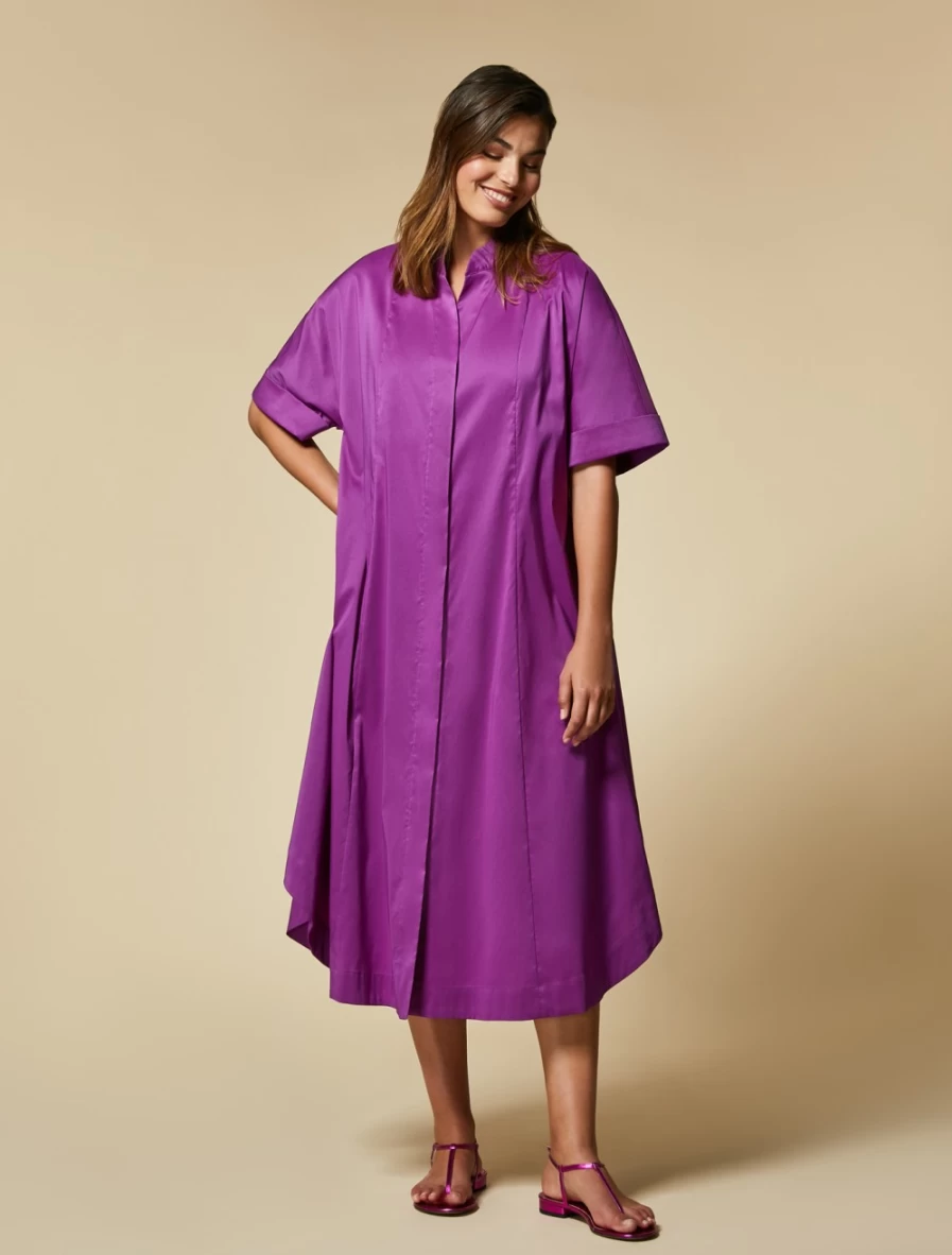 "Marina Rinaldi Women's Fuchsia Cotton Poplin Dress"