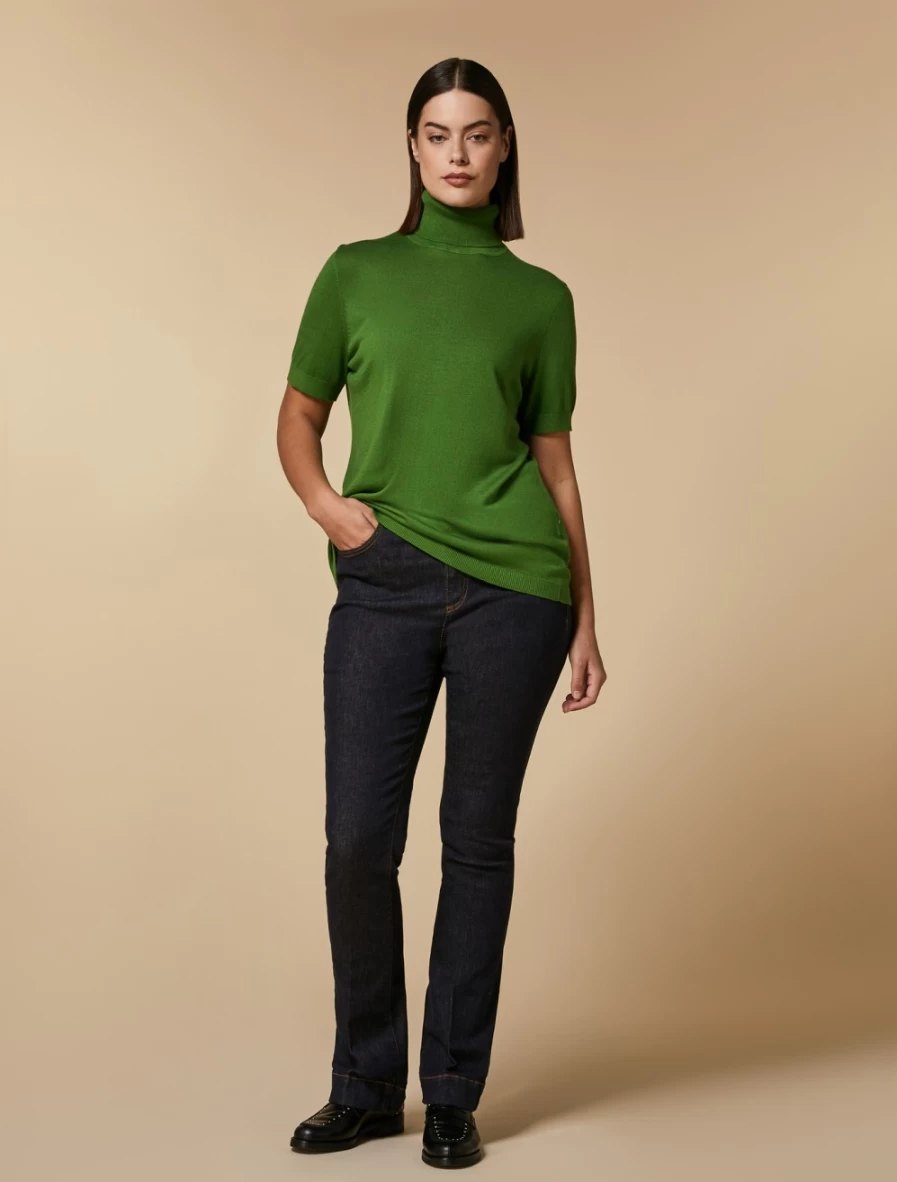 Marina Rinaldi Women's Dark Navy Stretch Denim Flared Jeans for a Comfortable Fit