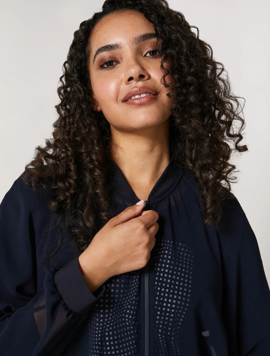 Marina Rinaldi Women's Dark Navy Georgette Bomber Jacket | Lightweight Stylish Outerwear