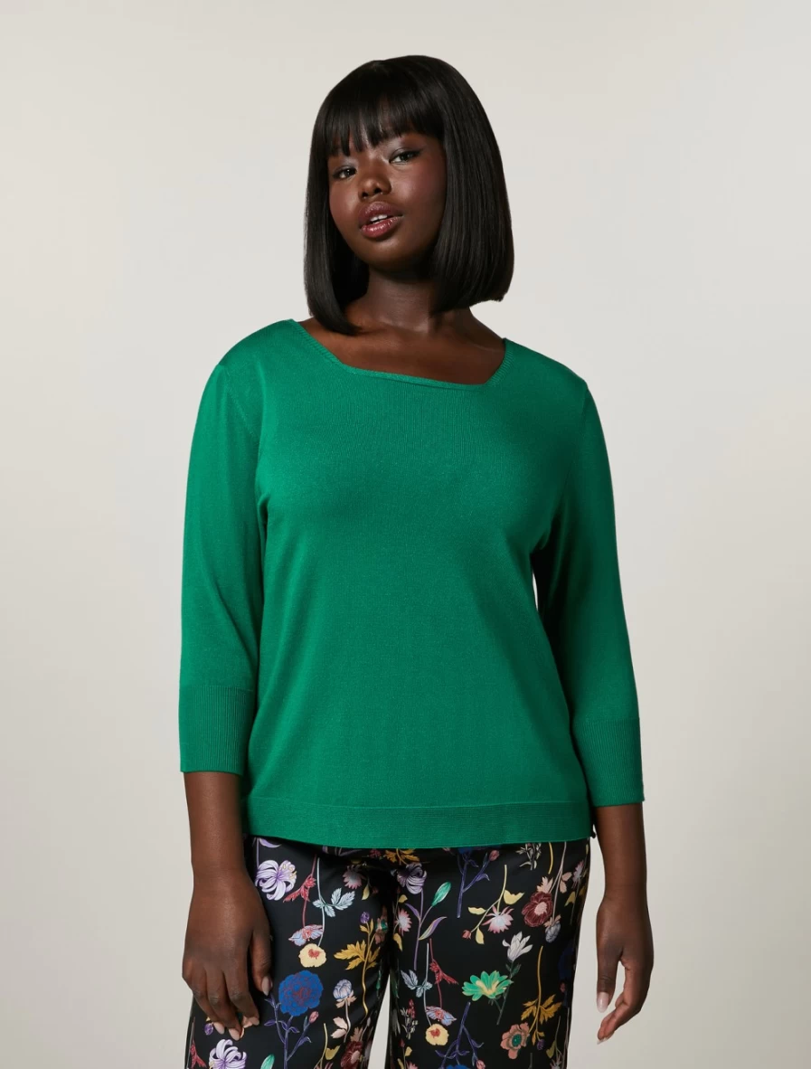 Marina Rinaldi Women's Dark Green Viscose Yarn Sweater
