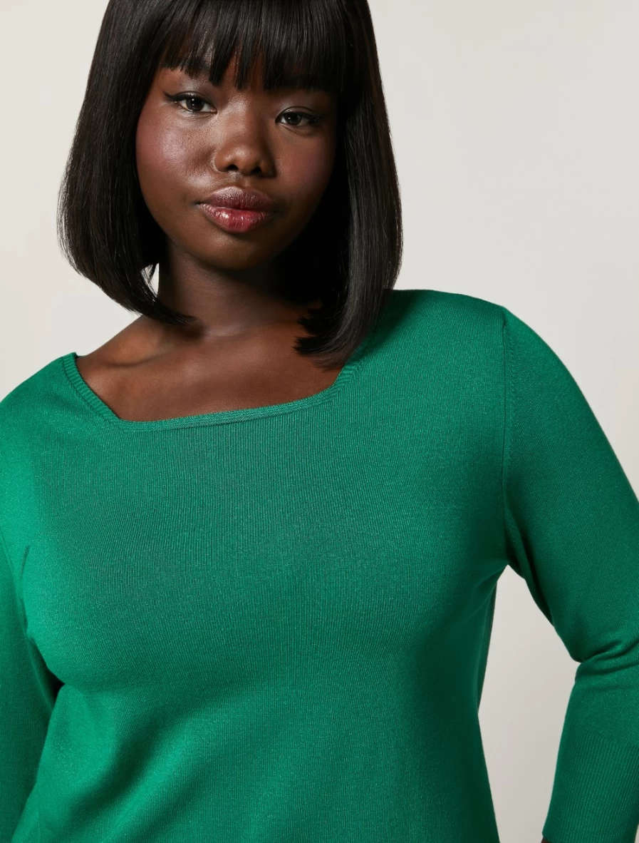 Marina Rinaldi Women's Dark Green Viscose Yarn Sweater