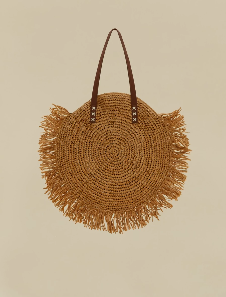 Marina Rinaldi Women's Beige Straw Bag - Elegant Handwoven Tote for Summer