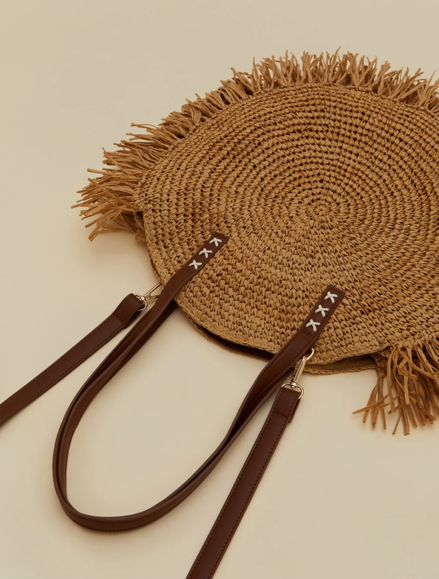 Marina Rinaldi Women's Beige Straw Bag - Elegant Handwoven Tote for Summer