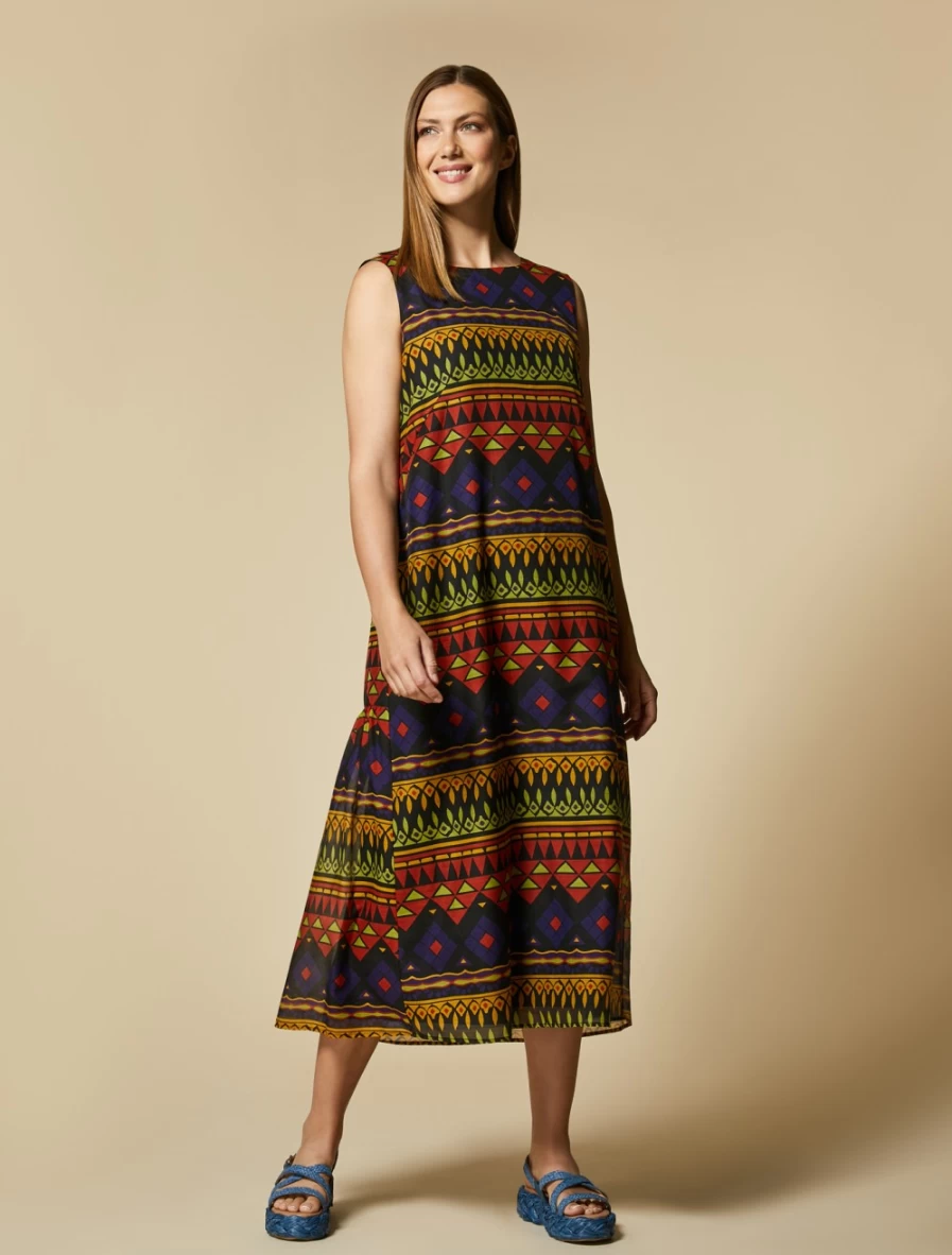 Marina Rinaldi Women's Black Silk-Blend Voile Dress
