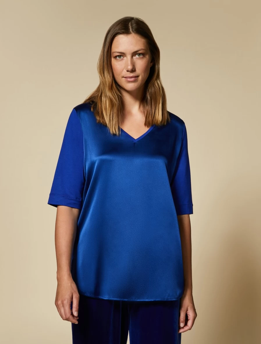"Marina Rinaldi Women's China Blue Viscose Jersey Tunic Top"
