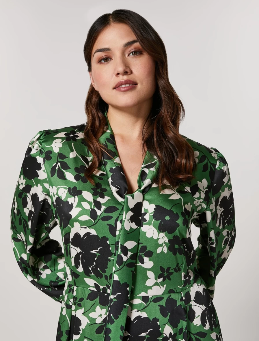 Marina Rinaldi Women's Green Printed Twill Dress