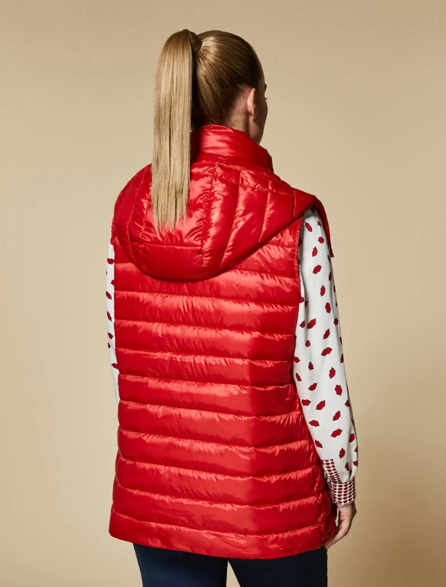 Marina Rinaldi Women's Red Quilted Water-Repellent Gilet Vest