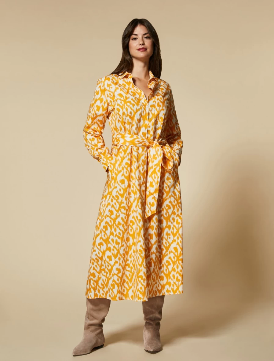 Marina Rinaldi Women's White Long Printed Poplin Dress