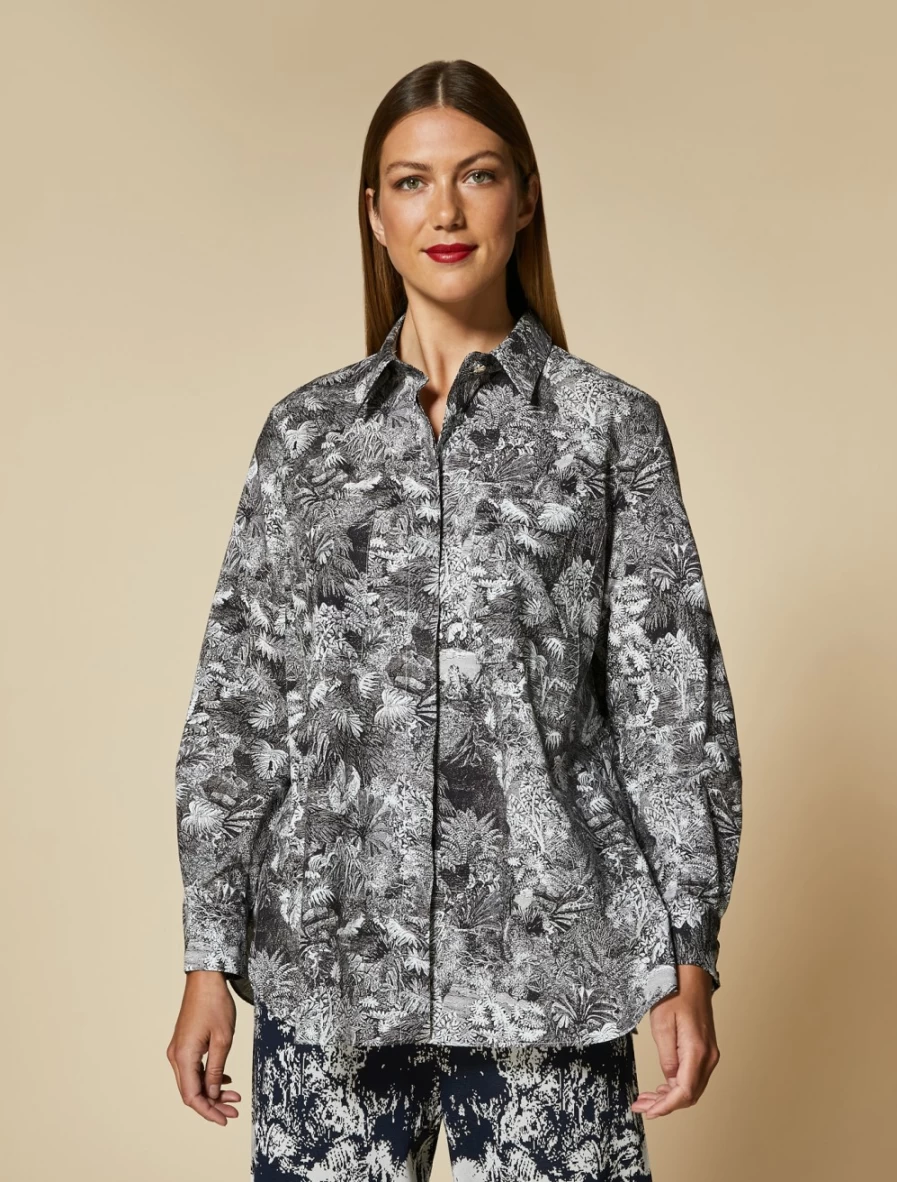 Marina Rinaldi Women's Black Printed Poplin Shirt