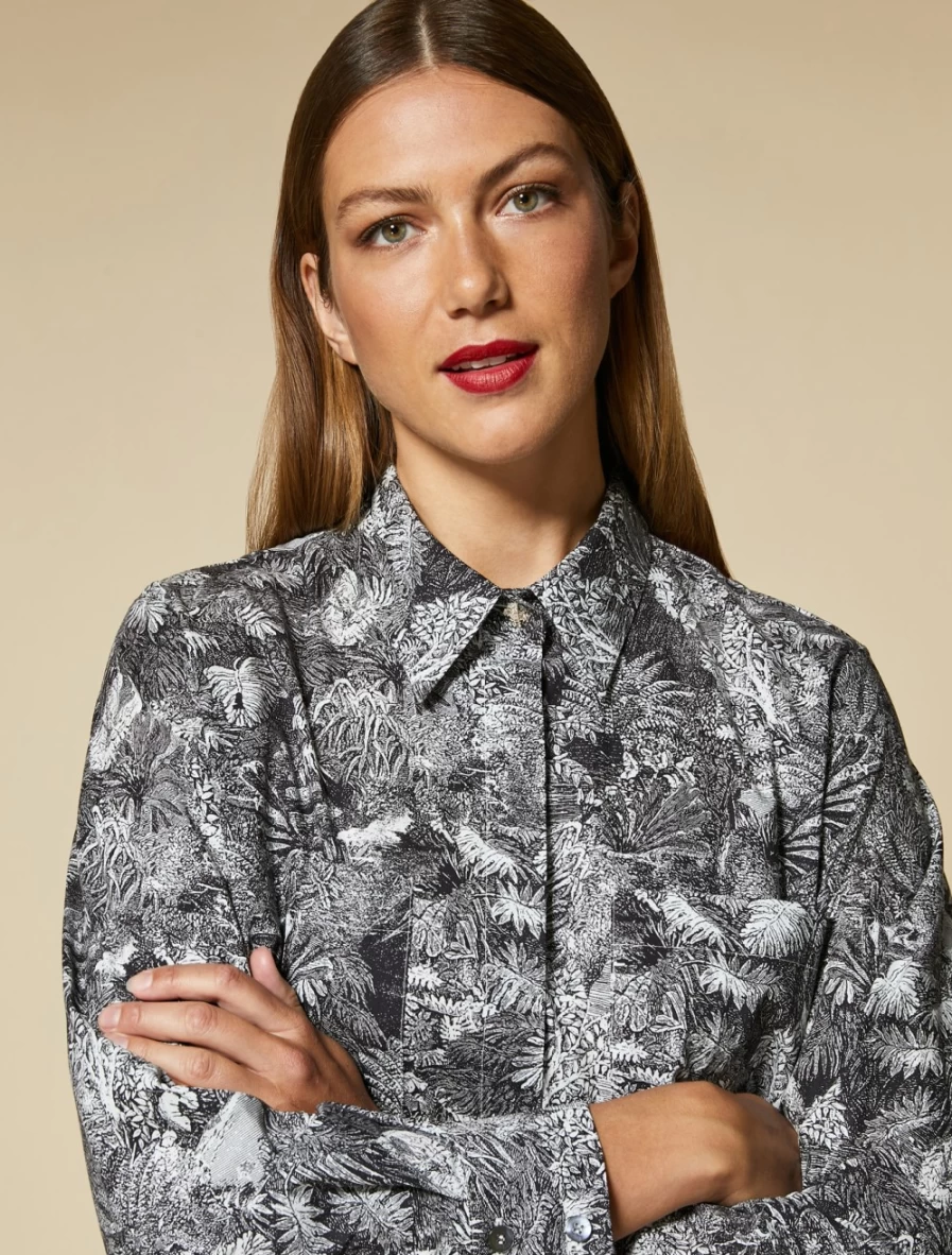 Marina Rinaldi Women's Black Printed Poplin Shirt
