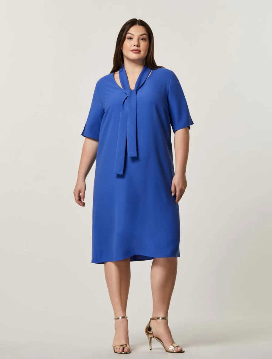 Marina Rinaldi Women's China Blue Crepe Envers Satin Dress