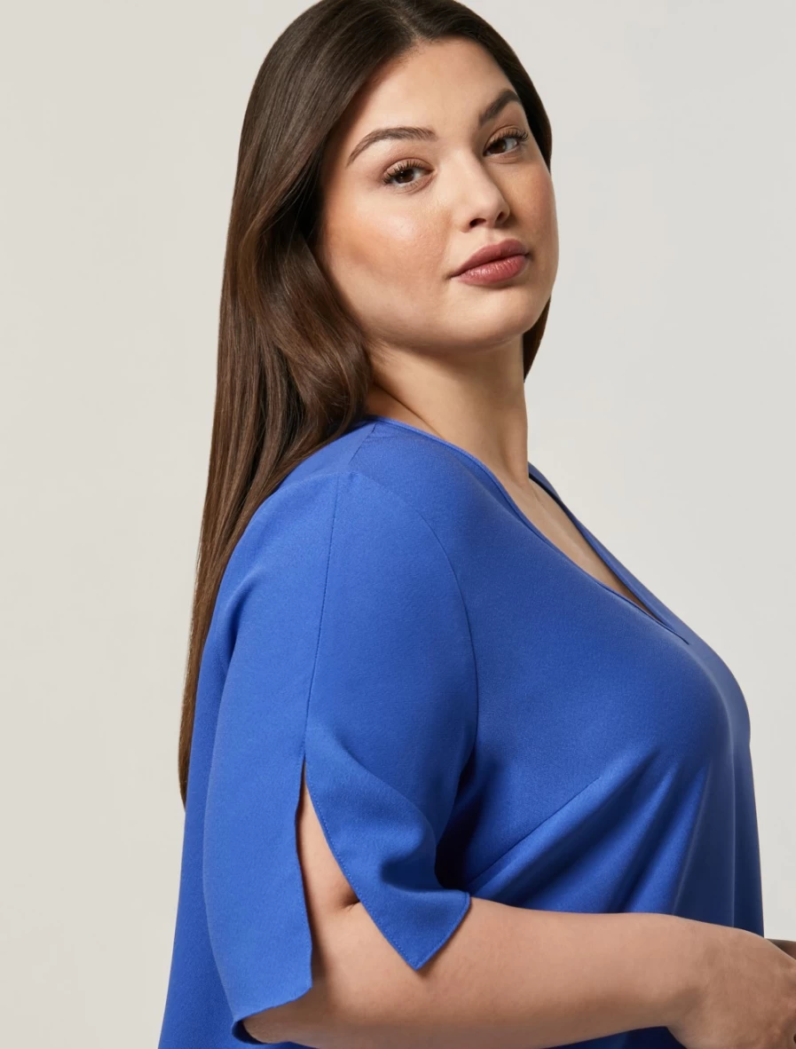 Marina Rinaldi Women's China Blue Crepe Envers Satin Dress