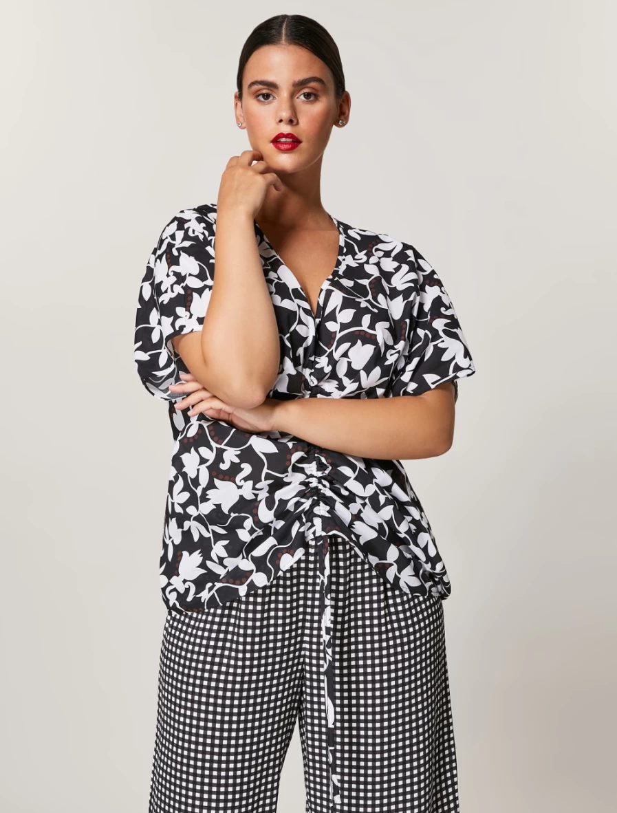 Marina Rinaldi Women's Black Cotton Muslin Poncho - Lightweight & Stylish Cover-Up