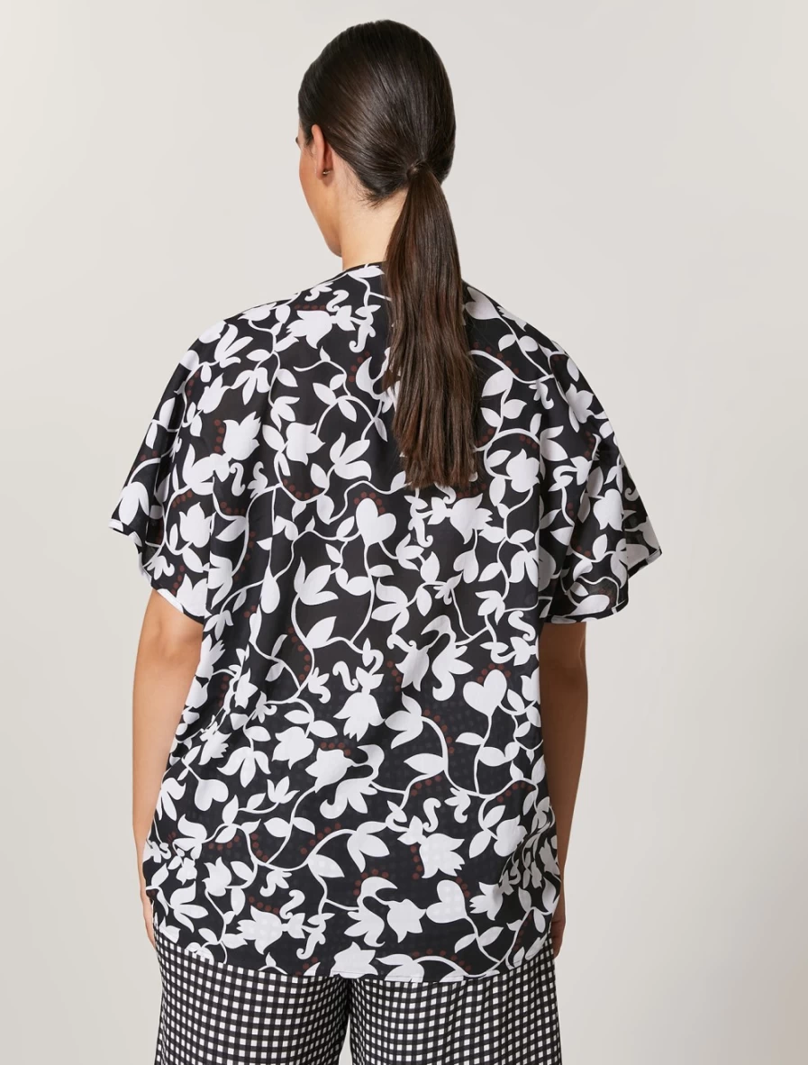Marina Rinaldi Women's Black Cotton Muslin Poncho - Lightweight & Stylish Cover-Up