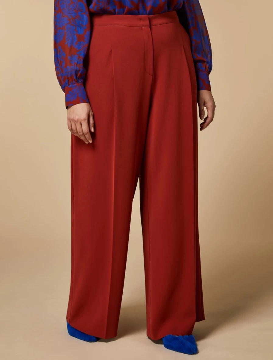 Marina Rinaldi Women's Rust Triacetate Palazzo Trousers for Elegant Comfort