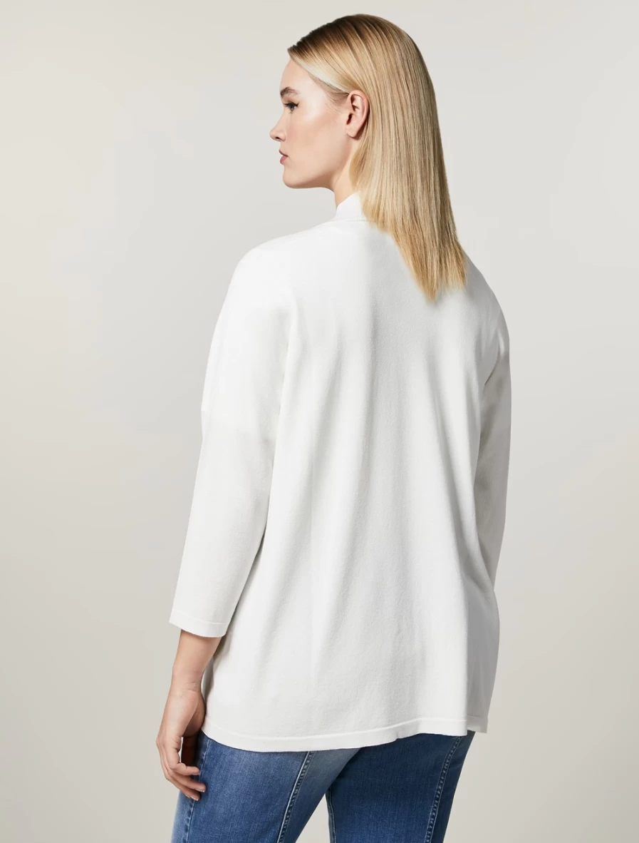 Marina Rinaldi Women's White Jacquard-Knit Viscose Cardigan Sweater