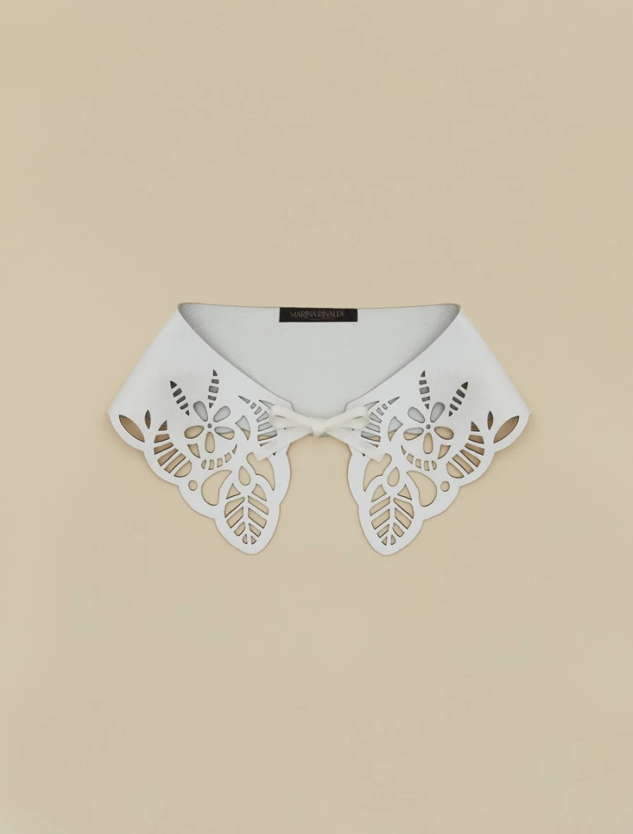 Marina Rinaldi Women's White Laser-Cut Leather Dog Collar