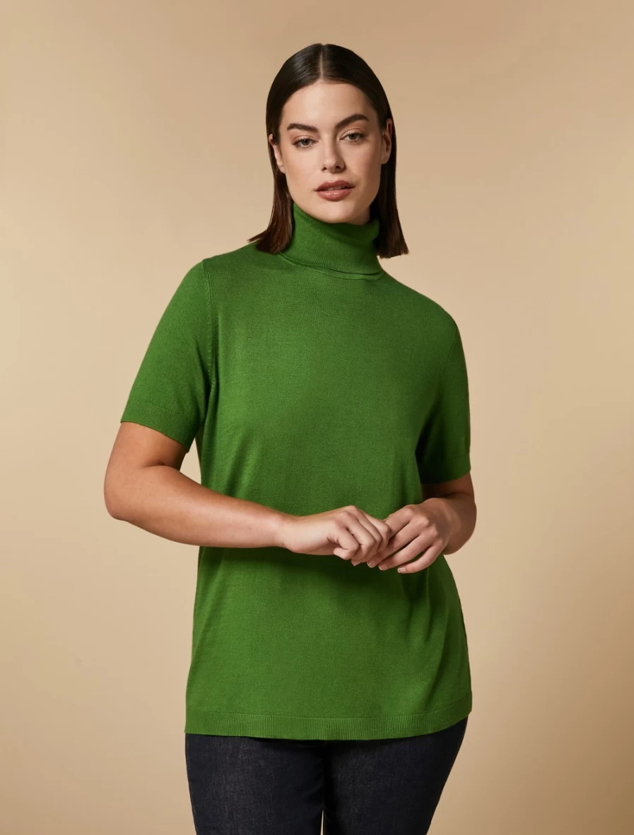 Marina Rinaldi Women's Green Viscose Polo Neck Sweater