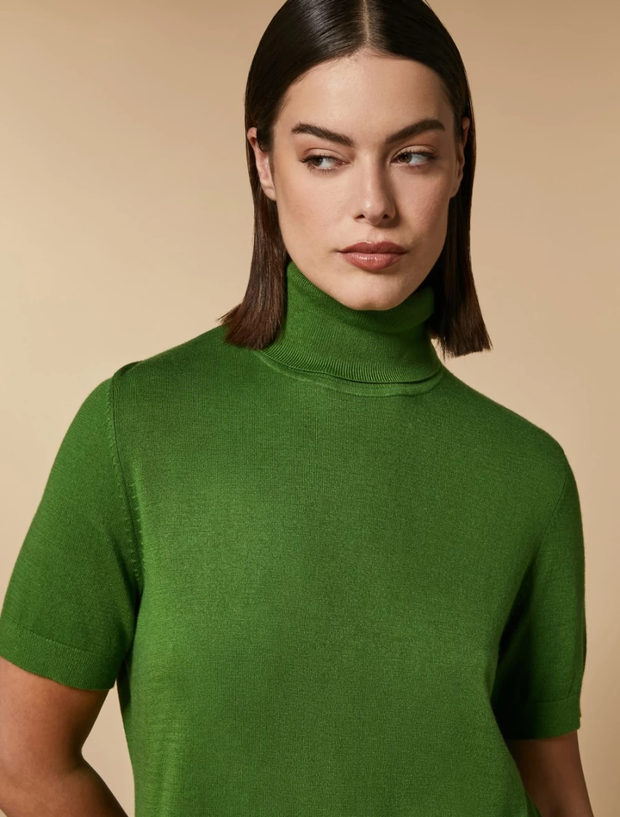 Marina Rinaldi Women's Green Viscose Polo Neck Sweater