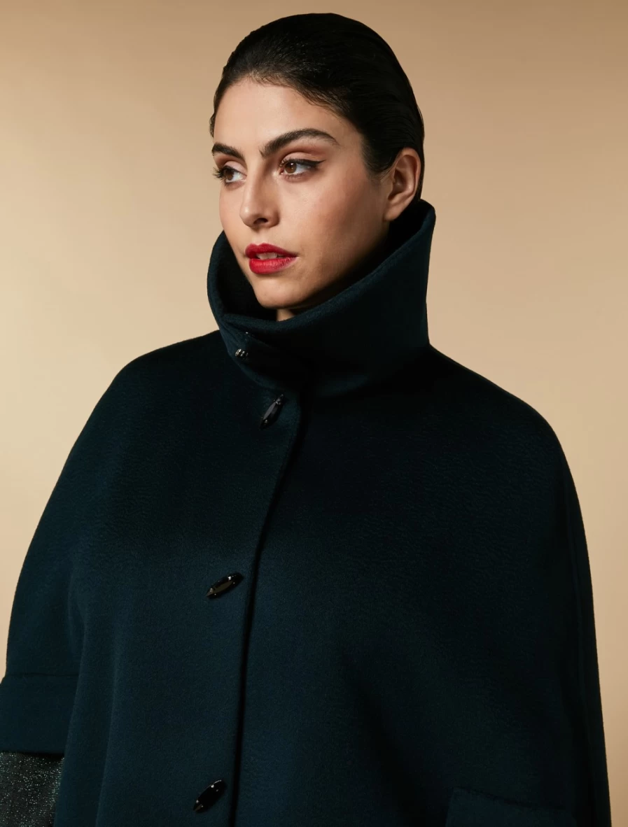 Marina Rinaldi Women's Dark Green Pure Wool Double-Faced Cape